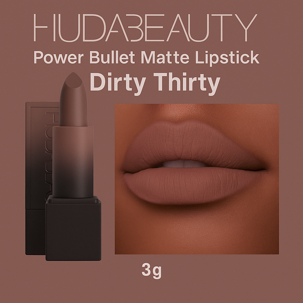 HUDA BEAUTY Power Bullet Cream Glow Lipstick – Dirty Thirty | 3g