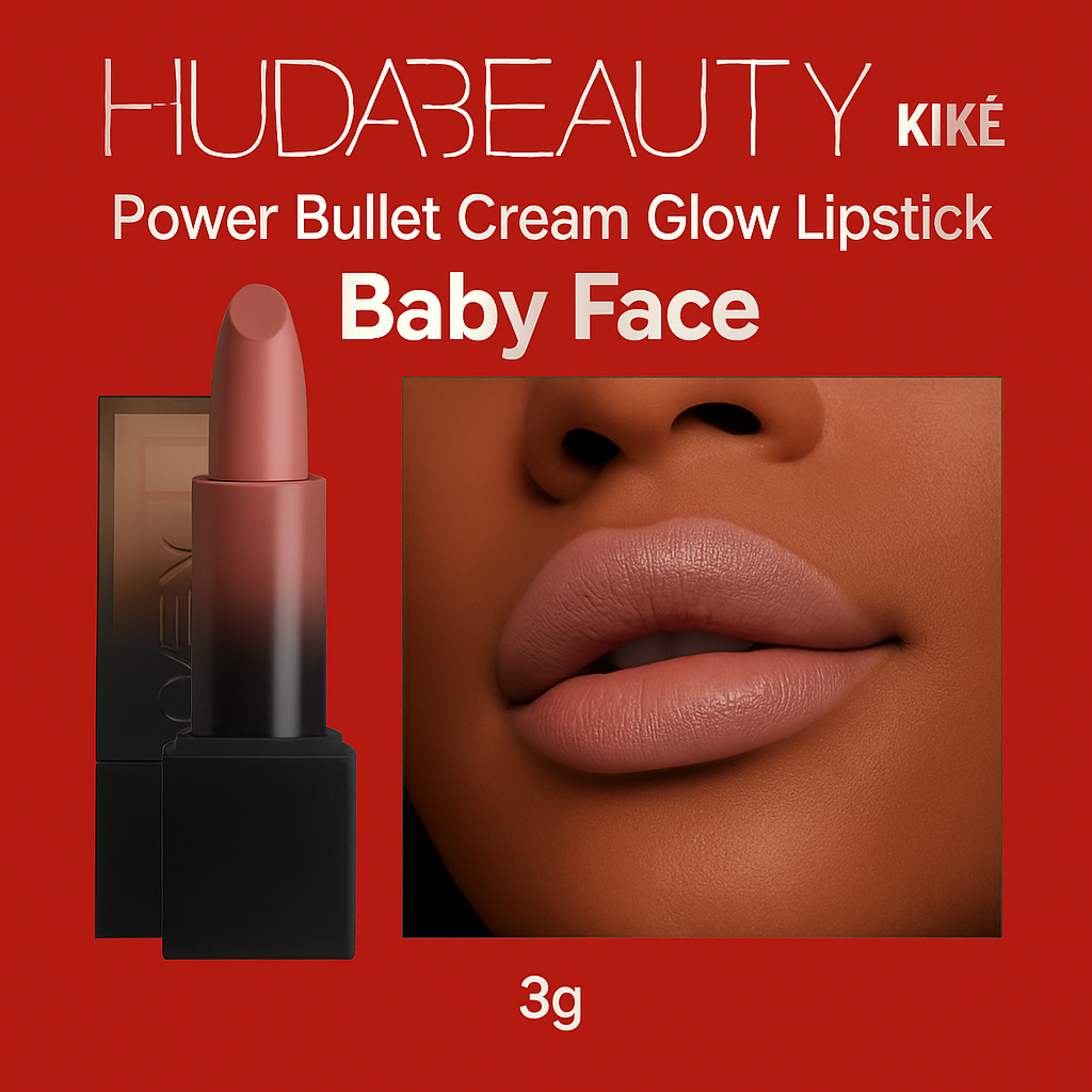 HUDA BEAUTY Power Bullet Cream Glow Lipstick – Baby Face | 3g