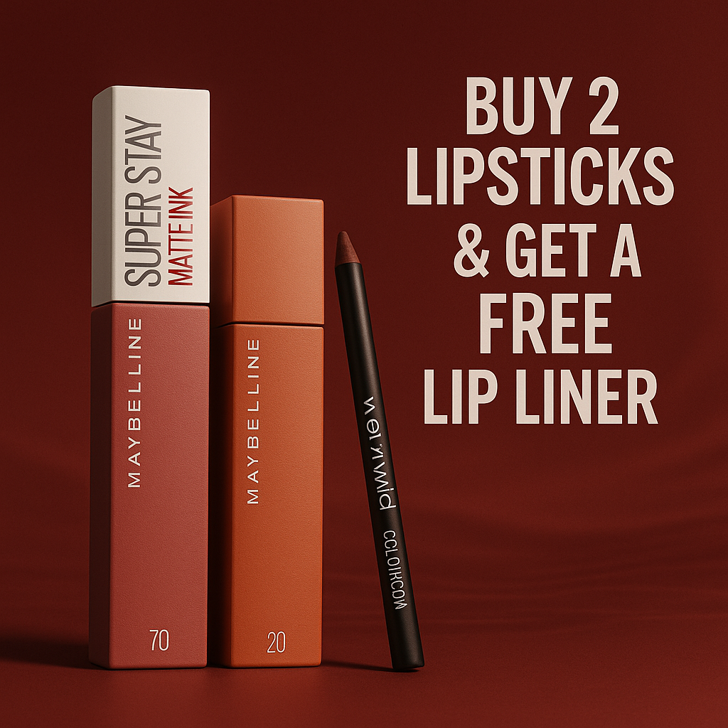 Buy 2 Maybelline Lipsticks + FREE Lip Liner